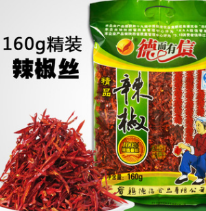 辣椒絲袋裝 廠家直銷寶雞德信160g精裝秦椒 辣椒絲 涼拌菜專供